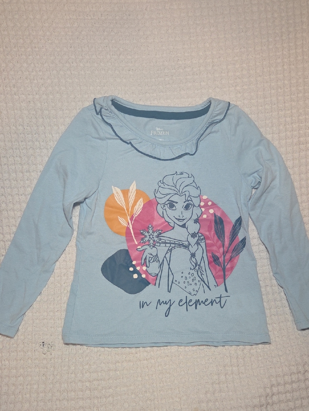 Disney Frozen Elsa Light Blue Long-Sleeve Top with Graphic Print